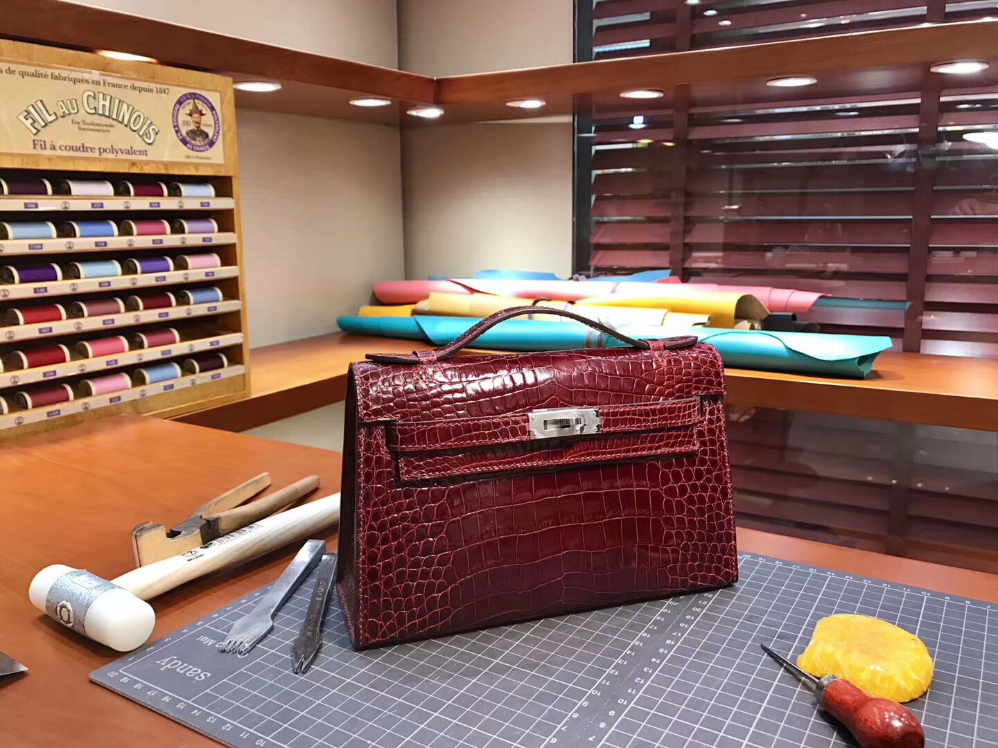 H红 爱马仕红 rouge H 尚美高订 Mini Kelly 22CM 鳄鱼皮手工定制