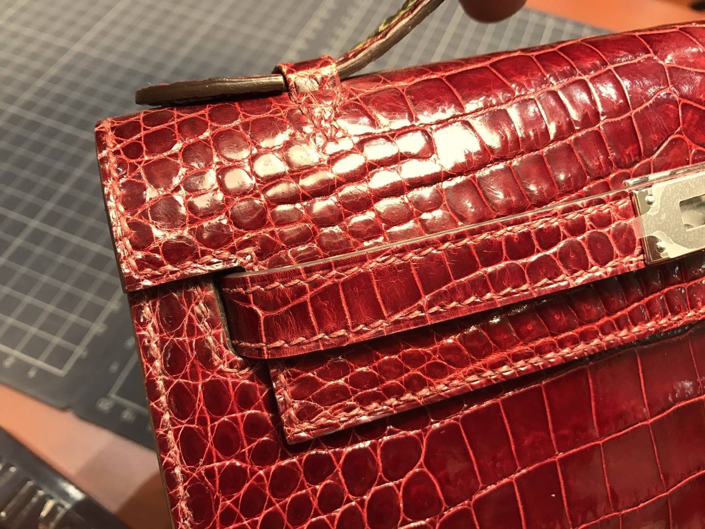 H红 爱马仕红 rouge H 尚美高订 Mini Kelly 22CM 鳄鱼皮手工定制
