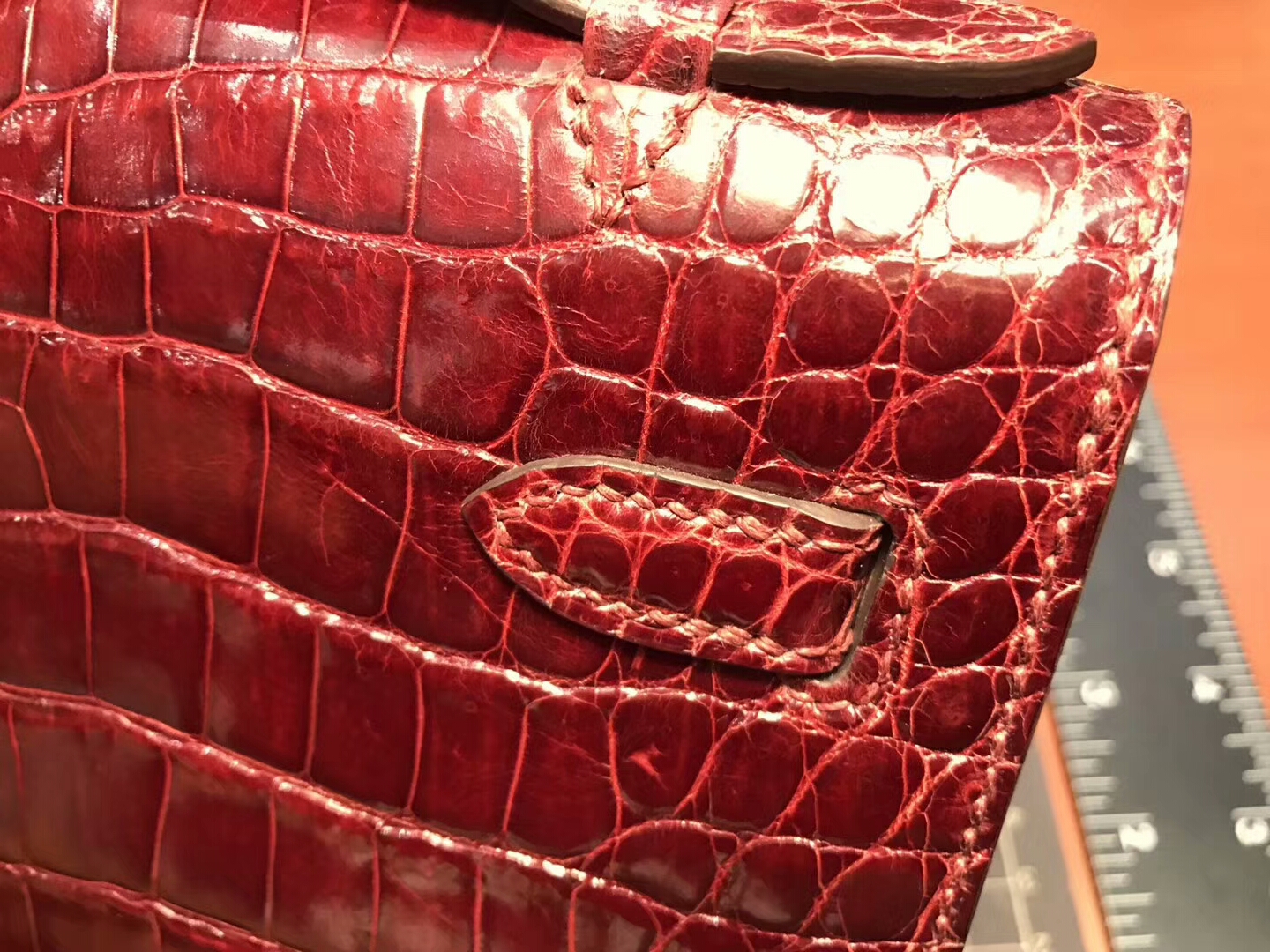 H红 爱马仕红 rouge H 尚美高订 Mini Kelly 22CM 鳄鱼皮手工定制