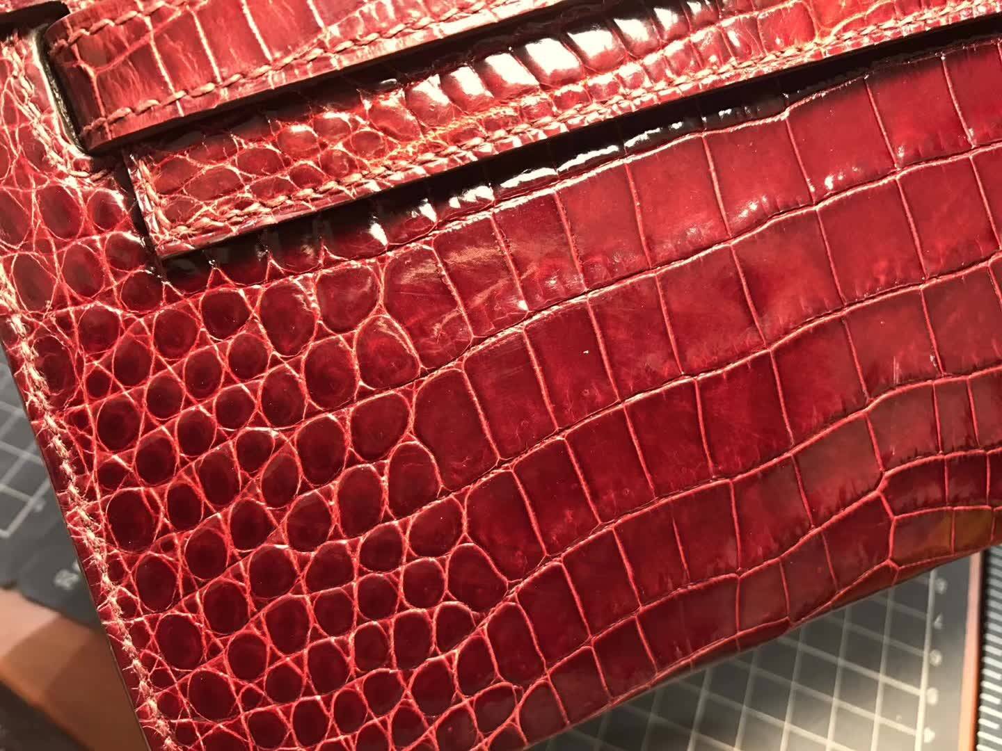 H红 爱马仕红 rouge H 尚美高订 Mini Kelly 22CM 鳄鱼皮手工定制