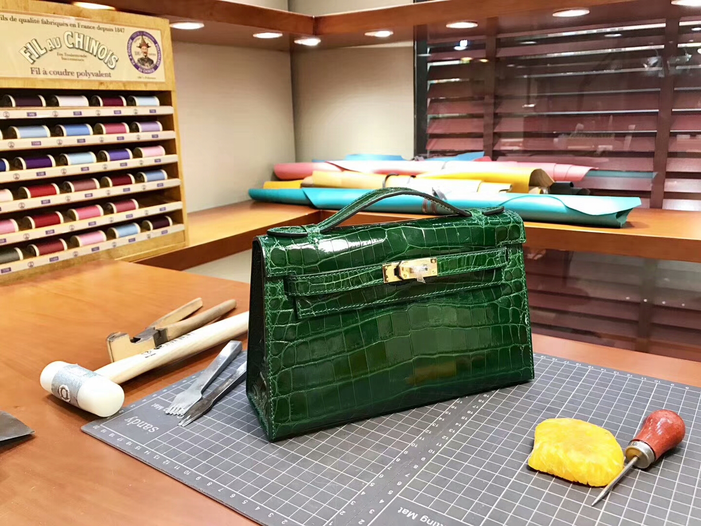 CK67 Vert Fonce 祖母绿 尚美高订 Mini Kelly 22CM 鳄鱼皮手工定制