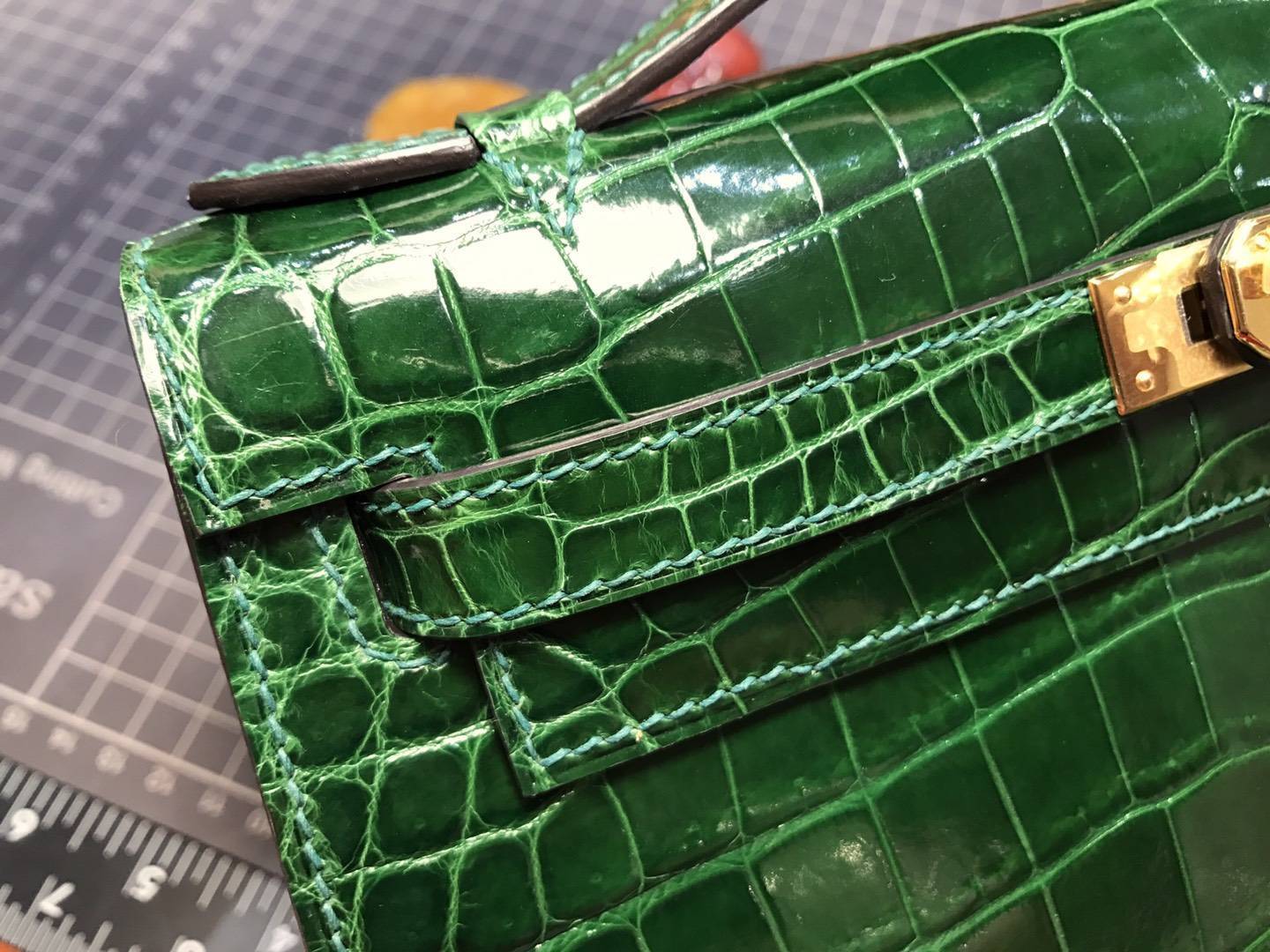 CK67 Vert Fonce 祖母绿 尚美高订 Mini Kelly 22CM 鳄鱼皮手工定制