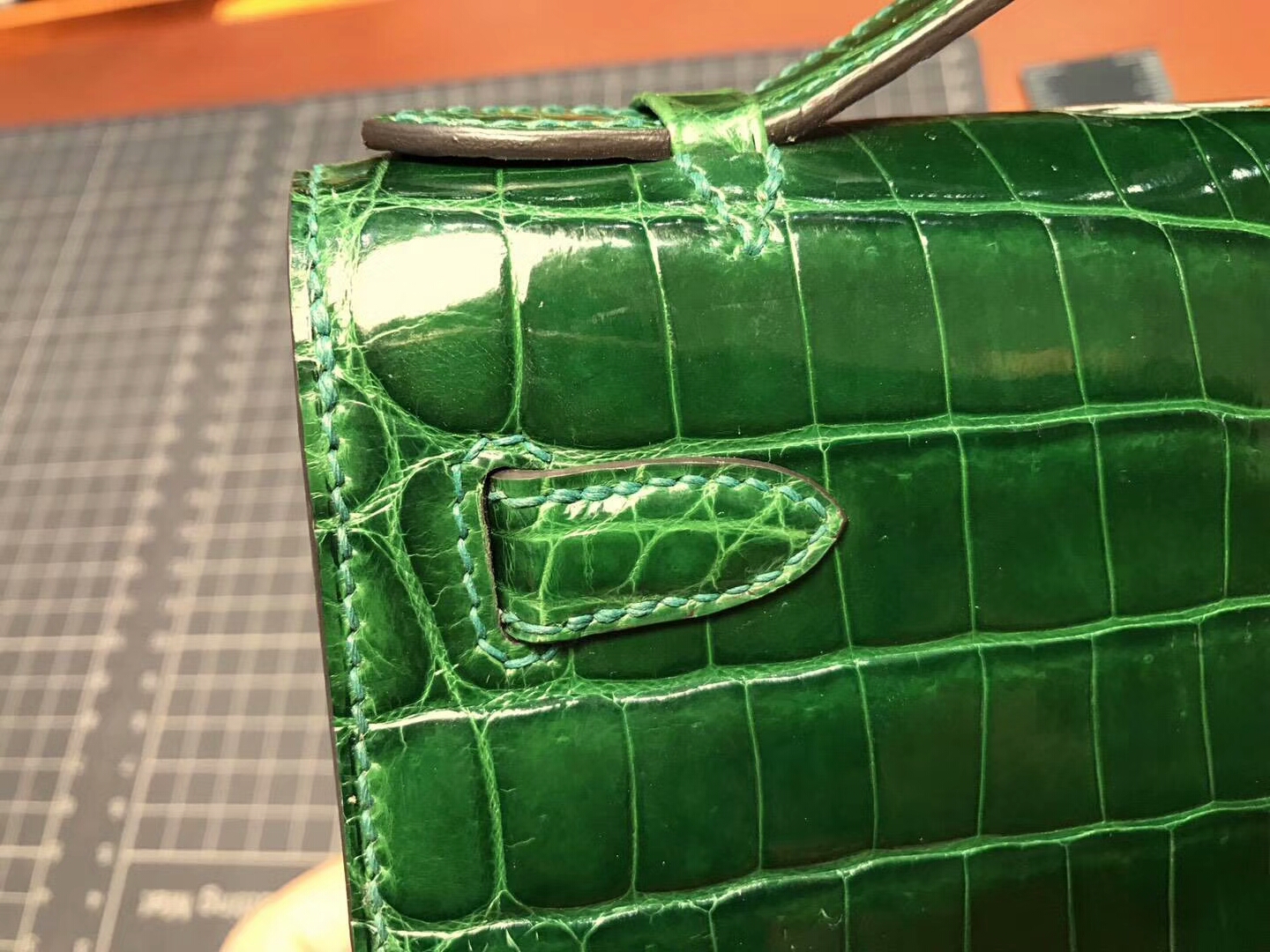 CK67 Vert Fonce 祖母绿 尚美高订 Mini Kelly 22CM 鳄鱼皮手工定制