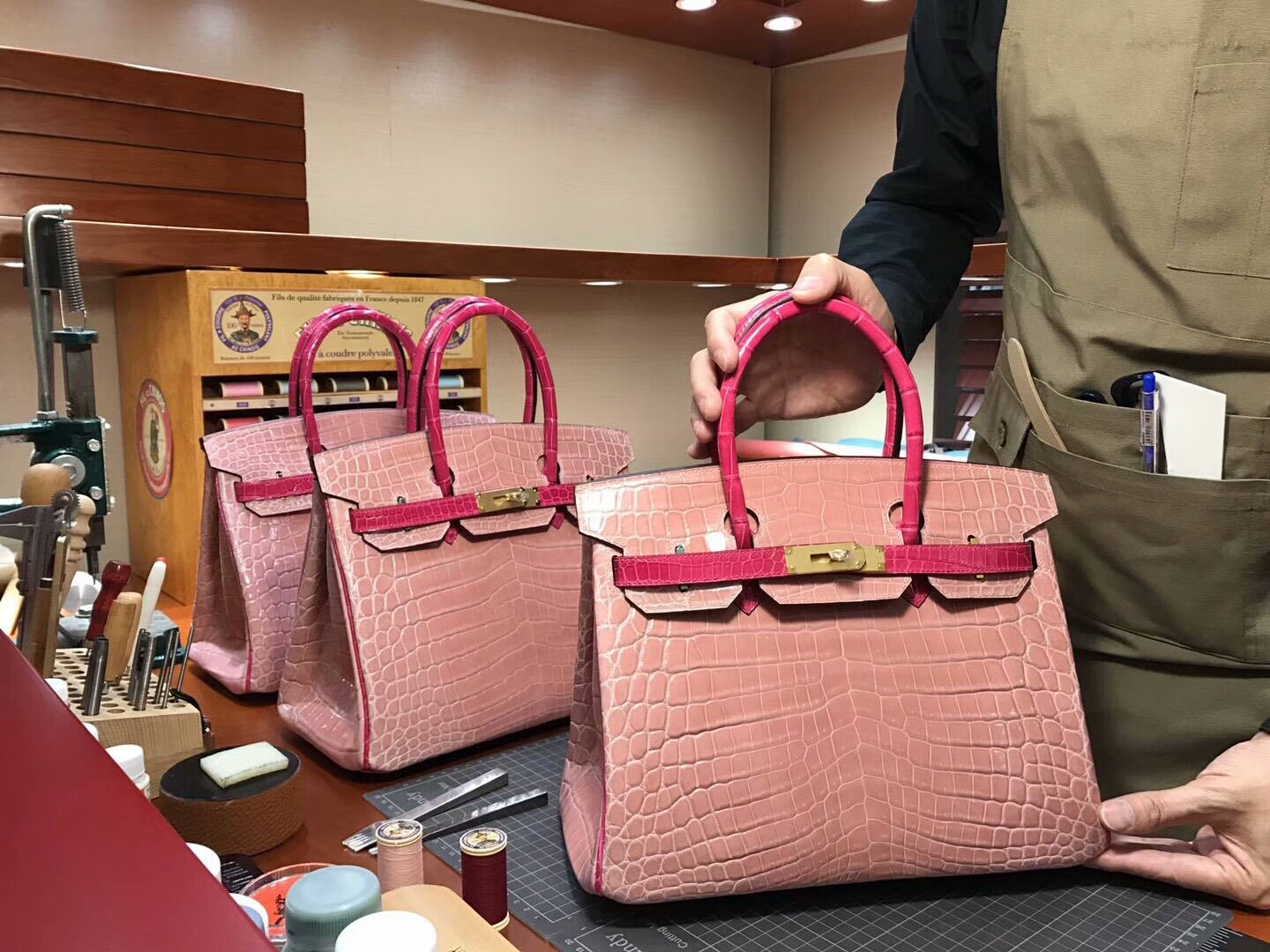 Birkin 30 鳄鱼皮 樱花粉拼色桃粉 金扣 超级百搭 接受预定