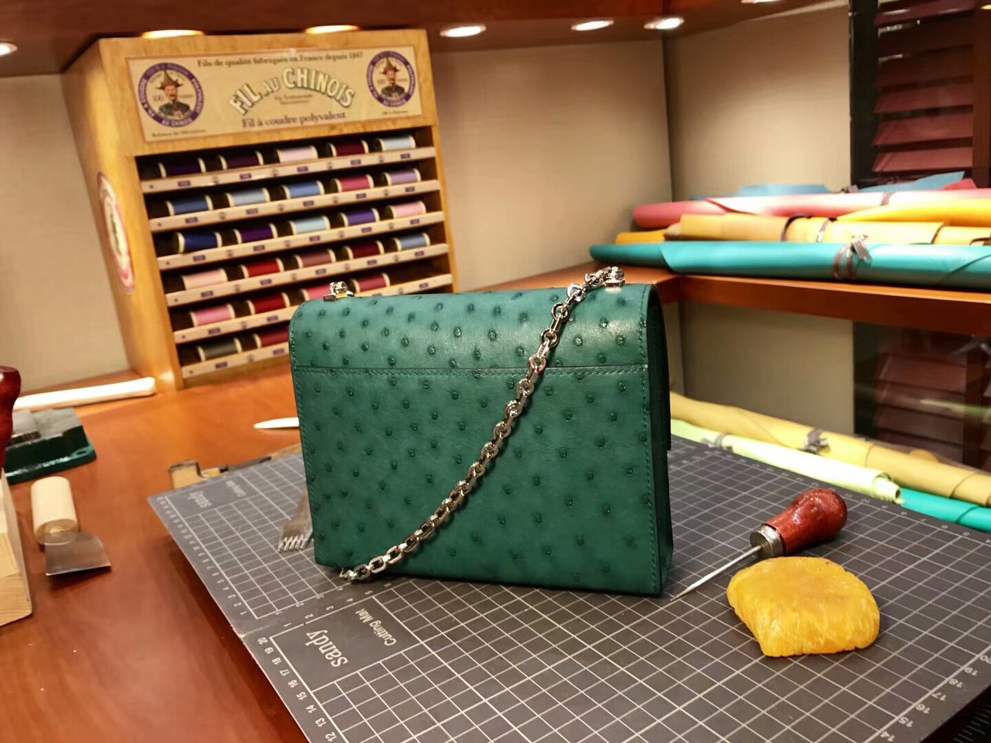 VERROU 插销包纯手工定制 南非KK鸵鸟皮 定制系列 CK67 祖母绿 Vert Fonce