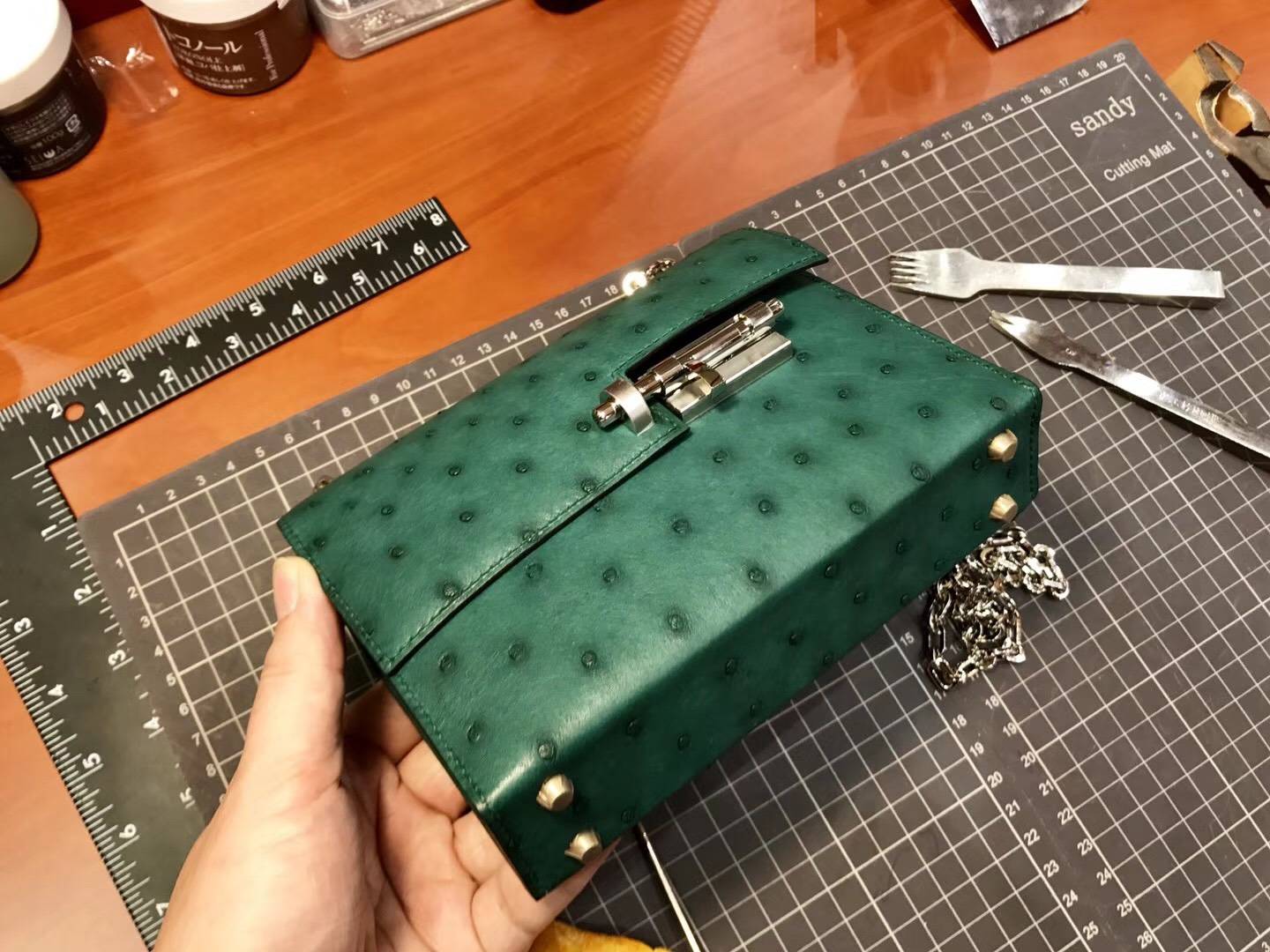 VERROU 插销包纯手工定制 南非KK鸵鸟皮 定制系列 CK67 祖母绿 Vert Fonce