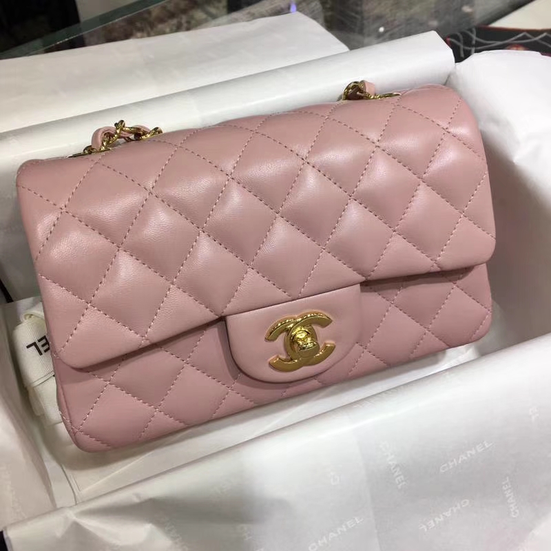 CHANEL 小香 Classic Flap Bag  进口小羊皮 20cm 感受细节 感受工艺 浅粉 金扣