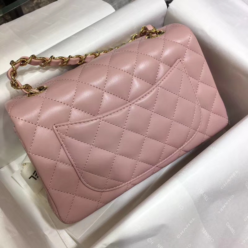 CHANEL 小香 Classic Flap Bag  进口小羊皮 20cm 感受细节 感受工艺 浅粉 金扣