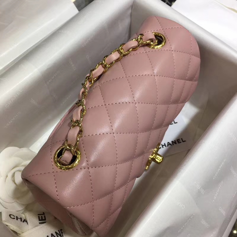 CHANEL 小香 Classic Flap Bag  进口小羊皮 20cm 感受细节 感受工艺 浅粉 金扣