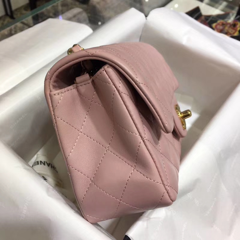 CHANEL 小香 Classic Flap Bag  进口小羊皮 20cm 感受细节 感受工艺 浅粉 金扣