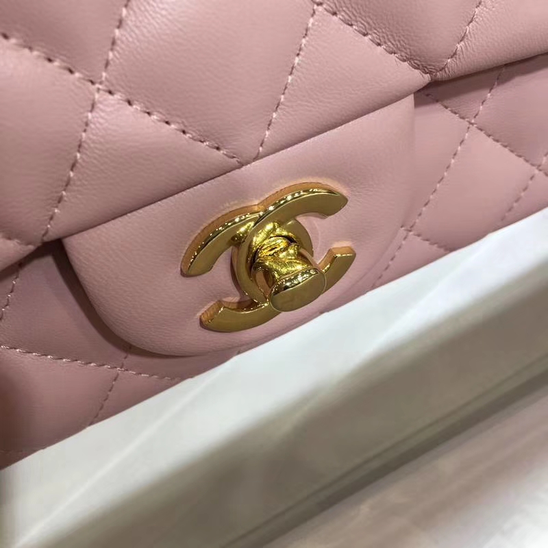 CHANEL 小香 Classic Flap Bag  进口小羊皮 20cm 感受细节 感受工艺 浅粉 金扣