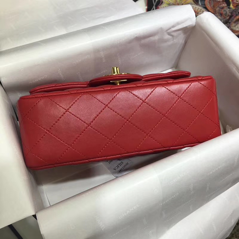 CHANEL 香奈儿 Classic Flap Bag  进口小羊皮 20cm 感受细节 感受工艺 大红 金扣