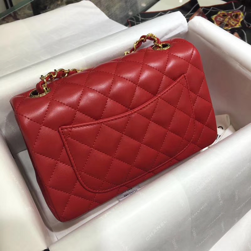 CHANEL 香奈儿 Classic Flap Bag  进口小羊皮 20cm 感受细节 感受工艺 大红 金扣