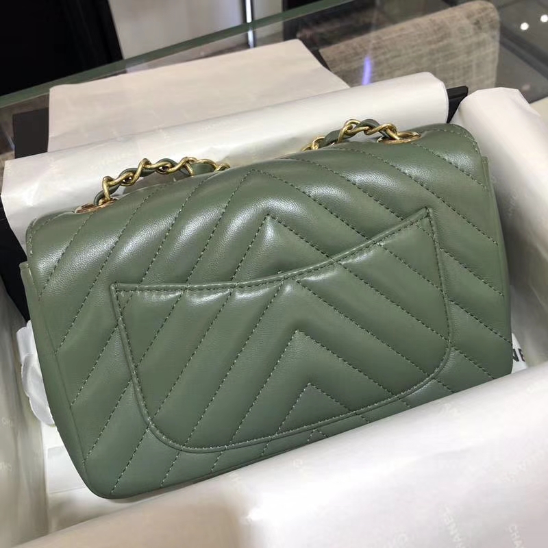 CHANEL 香奈儿 V字绣 希腊绿 20cm 超美 客订 少量现货 怀旧金