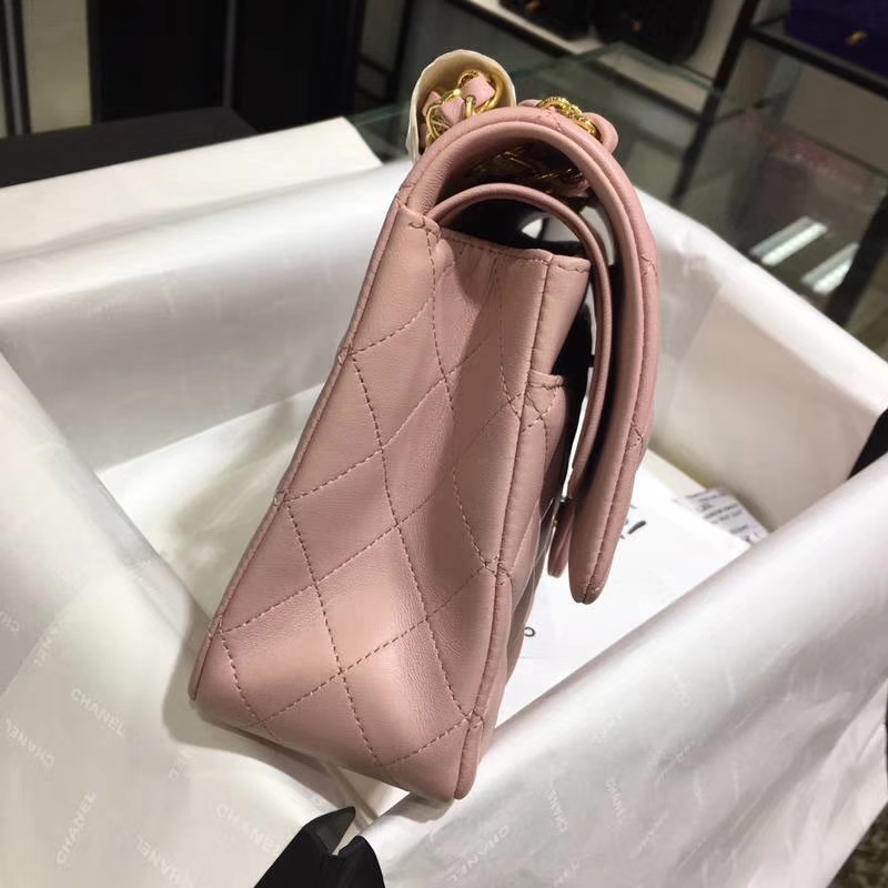 香奈儿 Classic Flap Bag  25cm Medium Size  Imported lamb skin 进口小羊皮 25cm 现货 浅粉 金扣