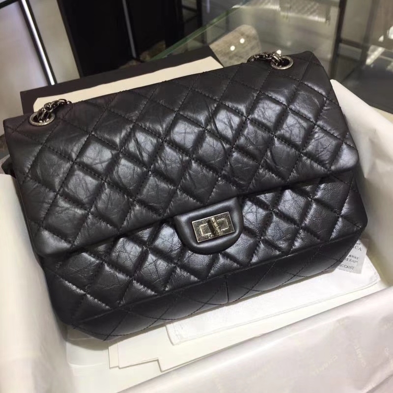 Chanel 香奈儿 经典2.55 复刻皮 黑色 古银 现货