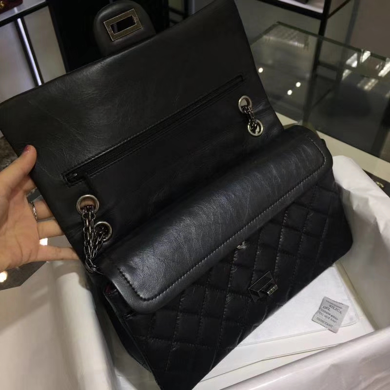Chanel 香奈儿 经典2.55 复刻皮 黑色 古银 现货