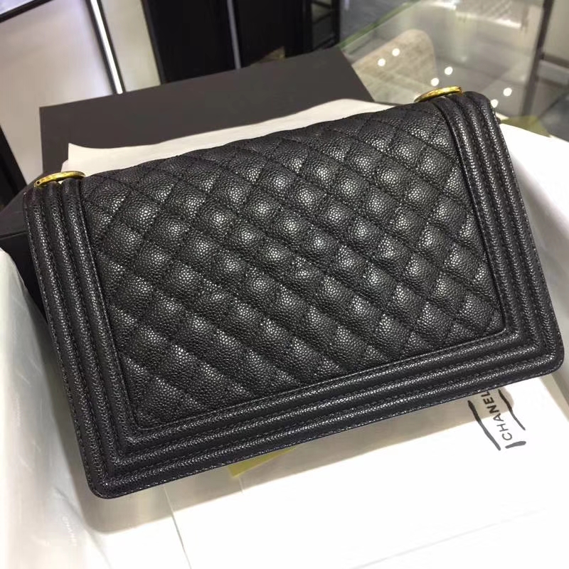 Chanel 香奈儿 leboy bag 鱼子酱 黑色 28cm 古金 现货