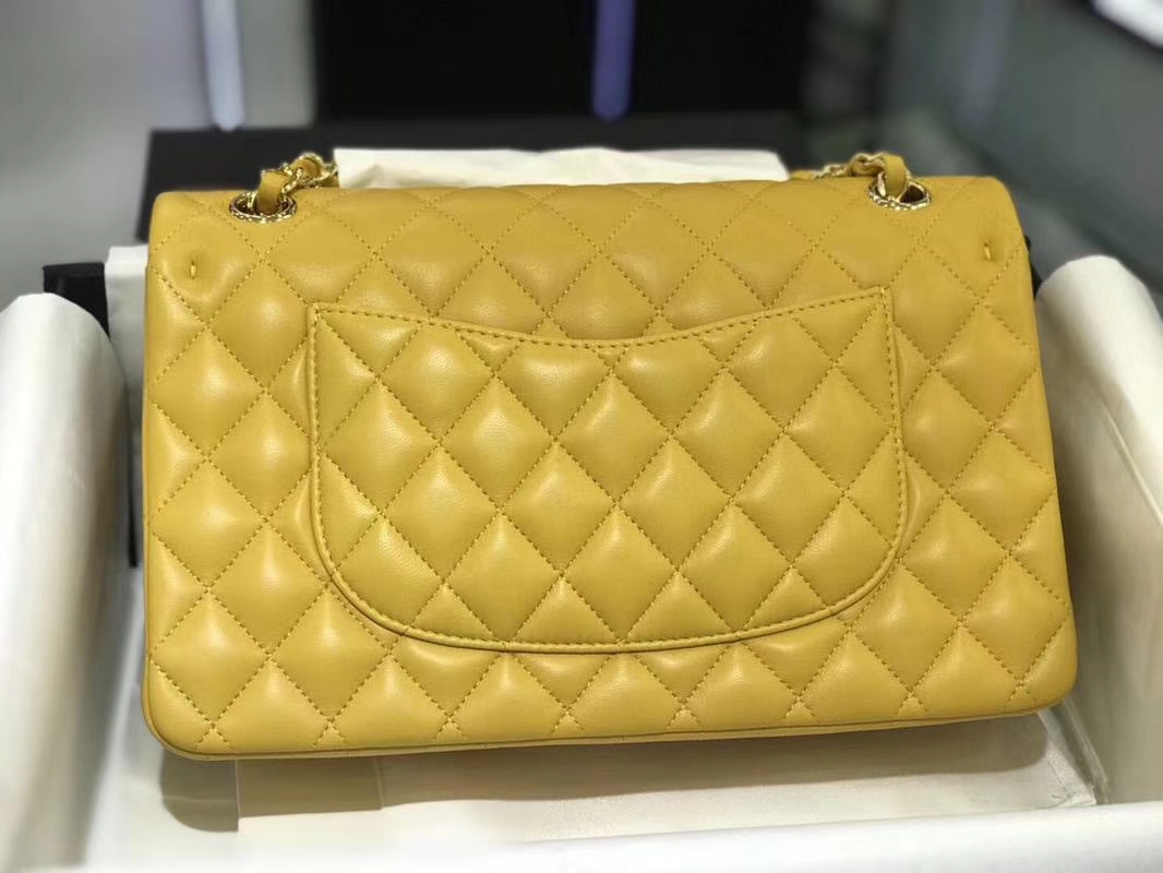Chanel 香奈儿 CF 经典系列 羊皮 芒果黄  25cm 金扣 现货