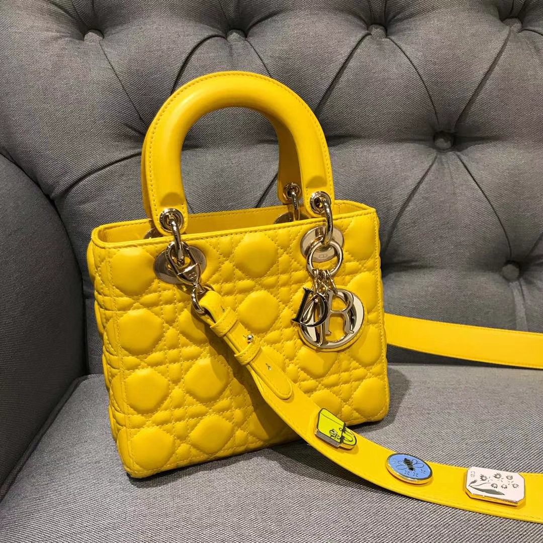 Dior 迪奥 四格戴妃包 金银扣 进口小羊皮 意大利原厂皮料