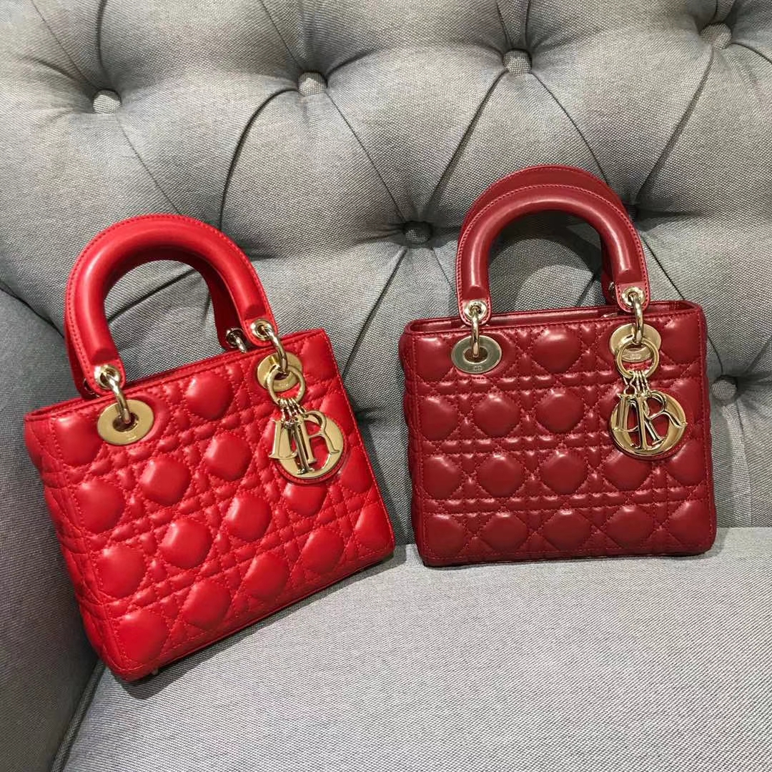 Dior 迪奥 四格戴妃包 金银扣 进口小羊皮 意大利原厂皮料