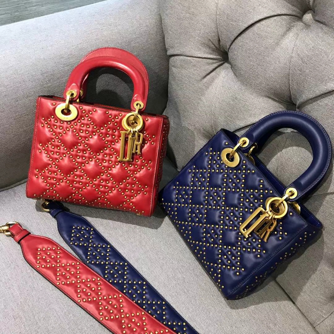 Dior 迪奥 四格戴妃包 铆钉 金扣 进口小羊皮 意大利原厂皮料