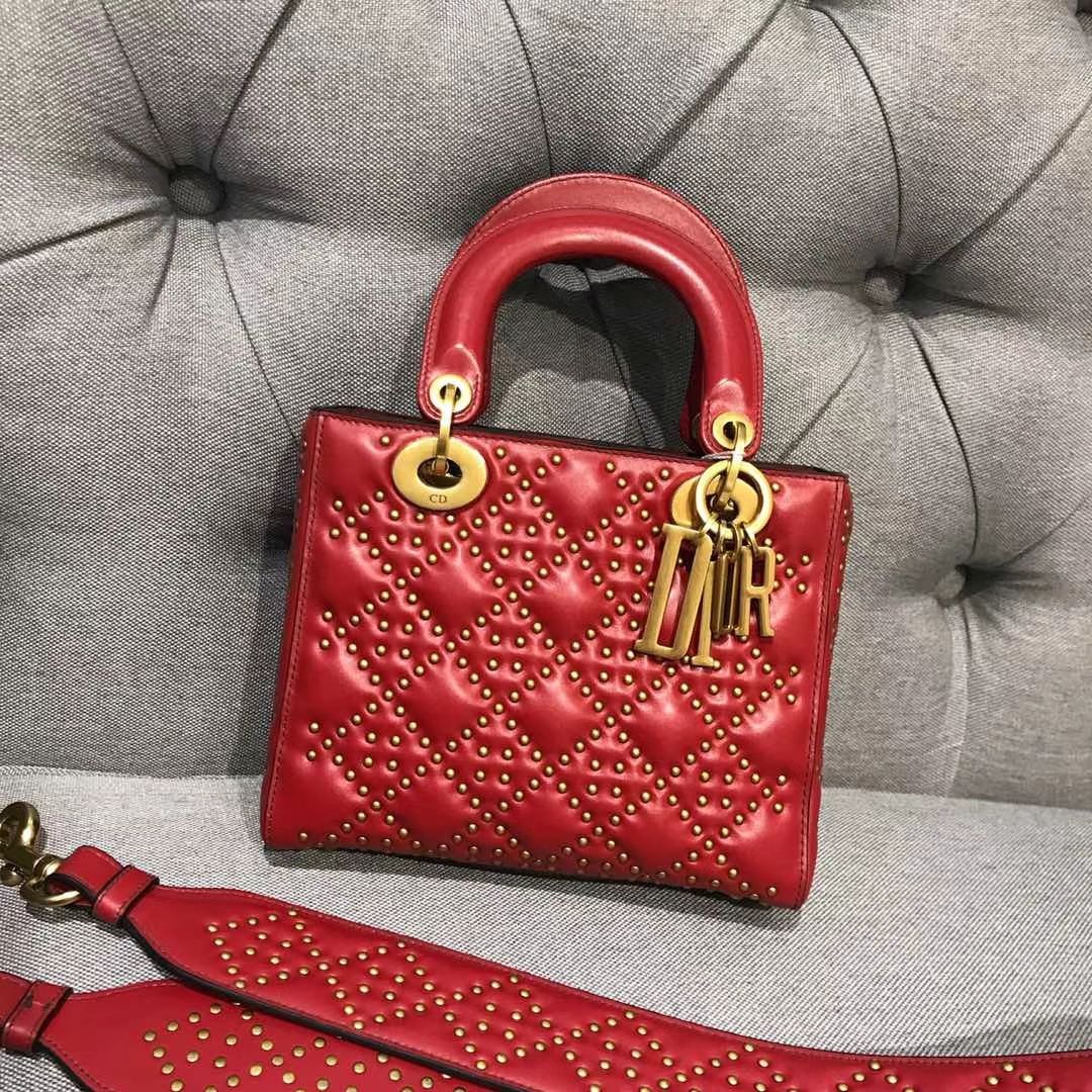 Dior 迪奥 四格戴妃包 铆钉 金扣 进口小羊皮 意大利原厂皮料