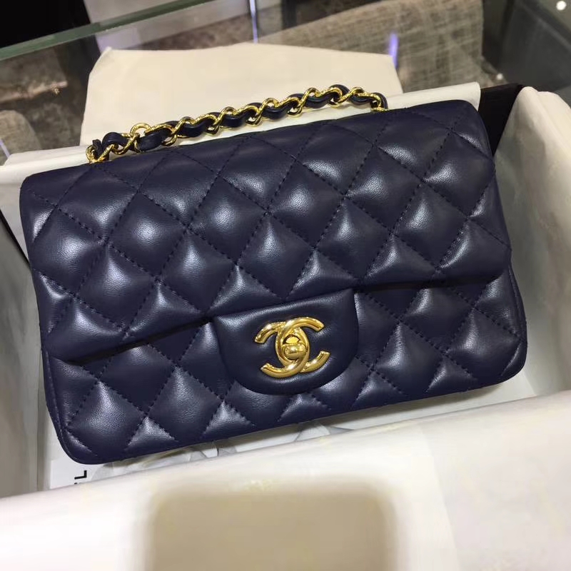 Chanel 香奈儿 CF 经典系列 羊皮 宝石蓝 20cm 金扣 现货