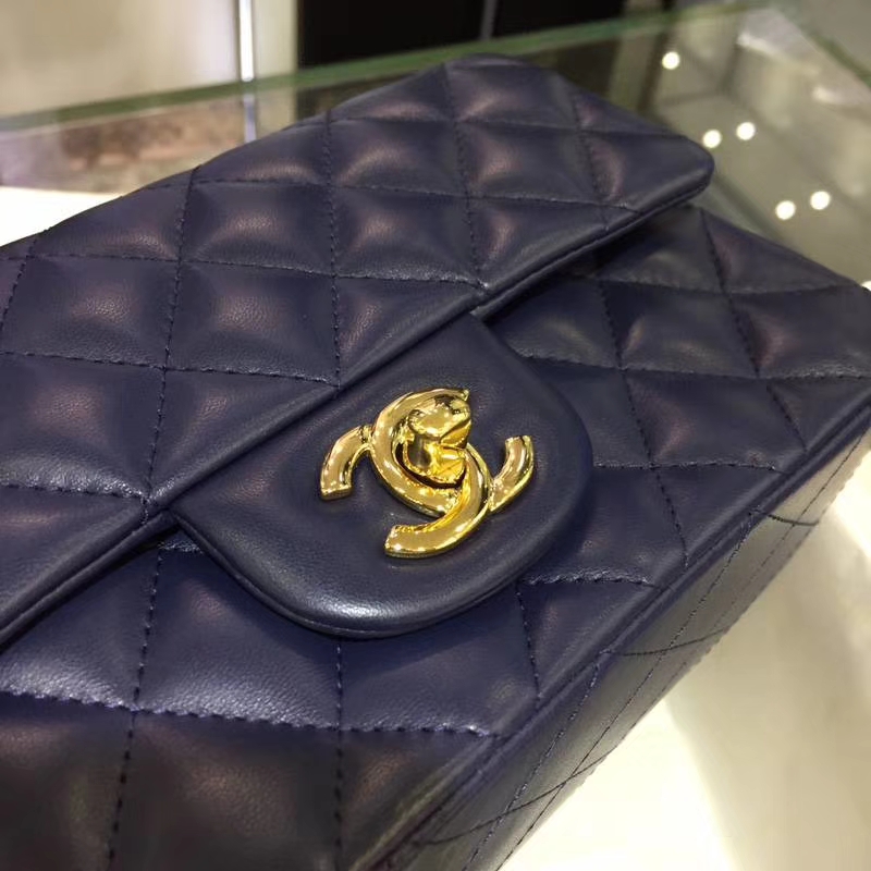 Chanel 香奈儿 CF 经典系列 羊皮 宝石蓝 20cm 金扣 现货