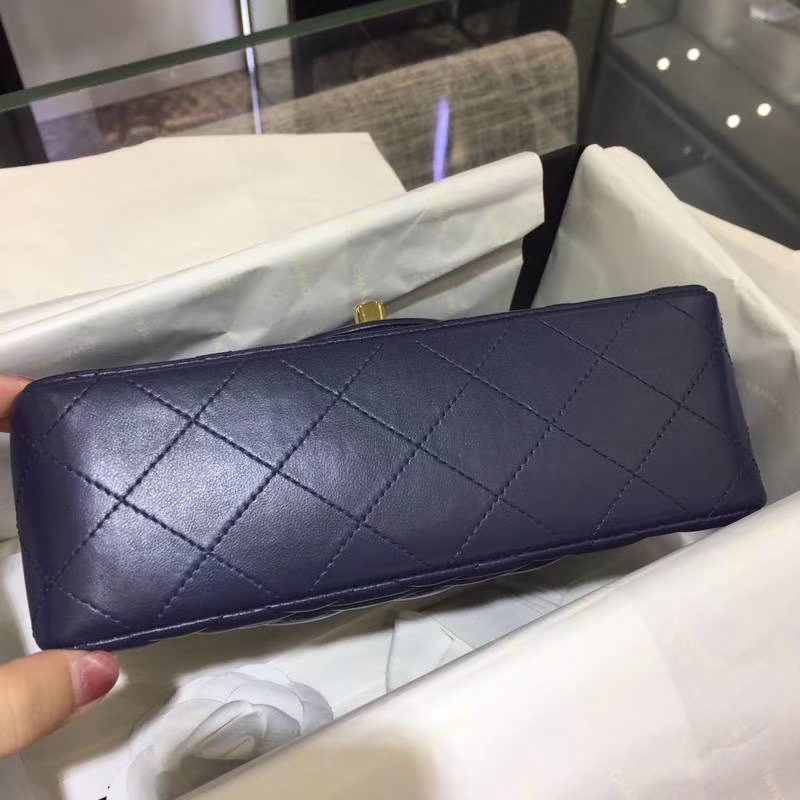 Chanel 香奈儿 CF 经典系列 羊皮 宝石蓝 20cm 金扣 现货
