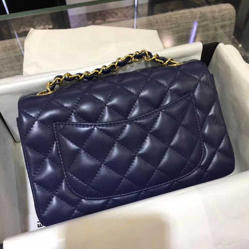 Chanel 香奈儿 CF 经典系列 羊皮 宝石蓝 20cm 金扣 现货