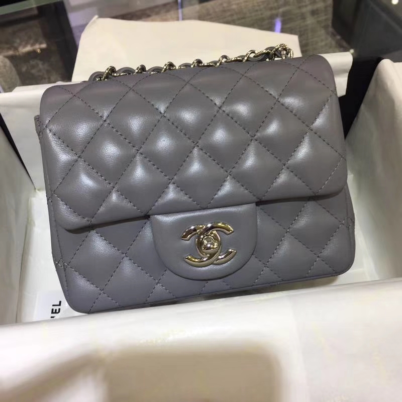 Chanel 香奈儿 CF 经典系列 羊皮 锡器灰 17cm 银扣 现货