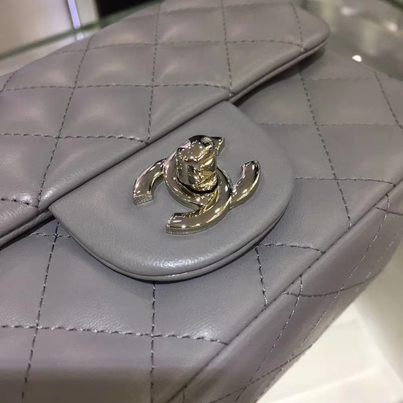 Chanel 香奈儿 CF 经典系列 羊皮 锡器灰 17cm 银扣 现货