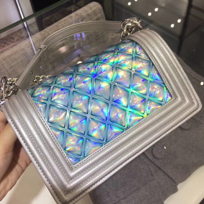 Chanel 香奈儿 Leboy Bag  PVC与小羊皮 20cm 彩扣