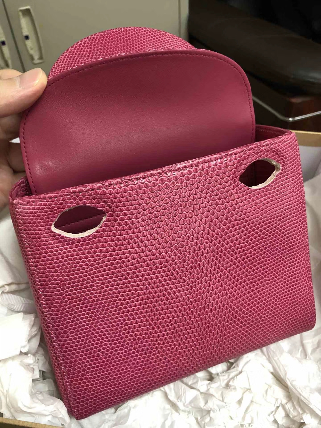 原版钻石扣 三格17cm Lizard 蜥蜴皮 特殊蜥蜴皮 Dior戴妃定制