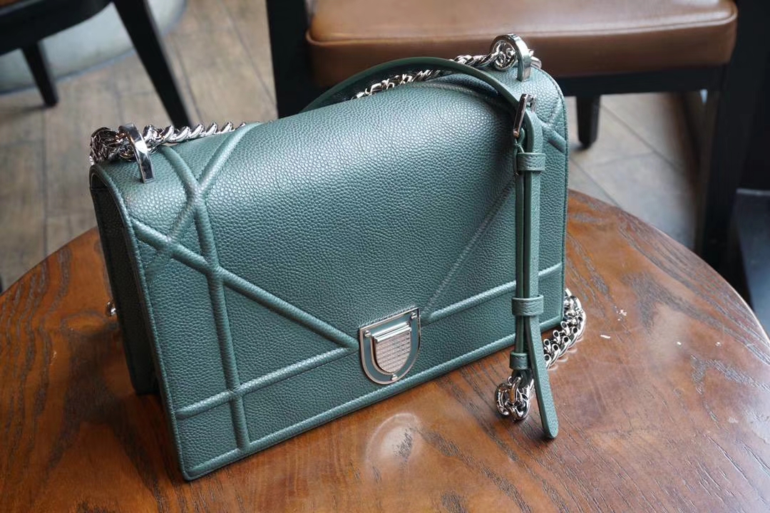 Dior 腾格纹 25cm/21cm 触粒面牛皮 墨绿色 实拍 现货