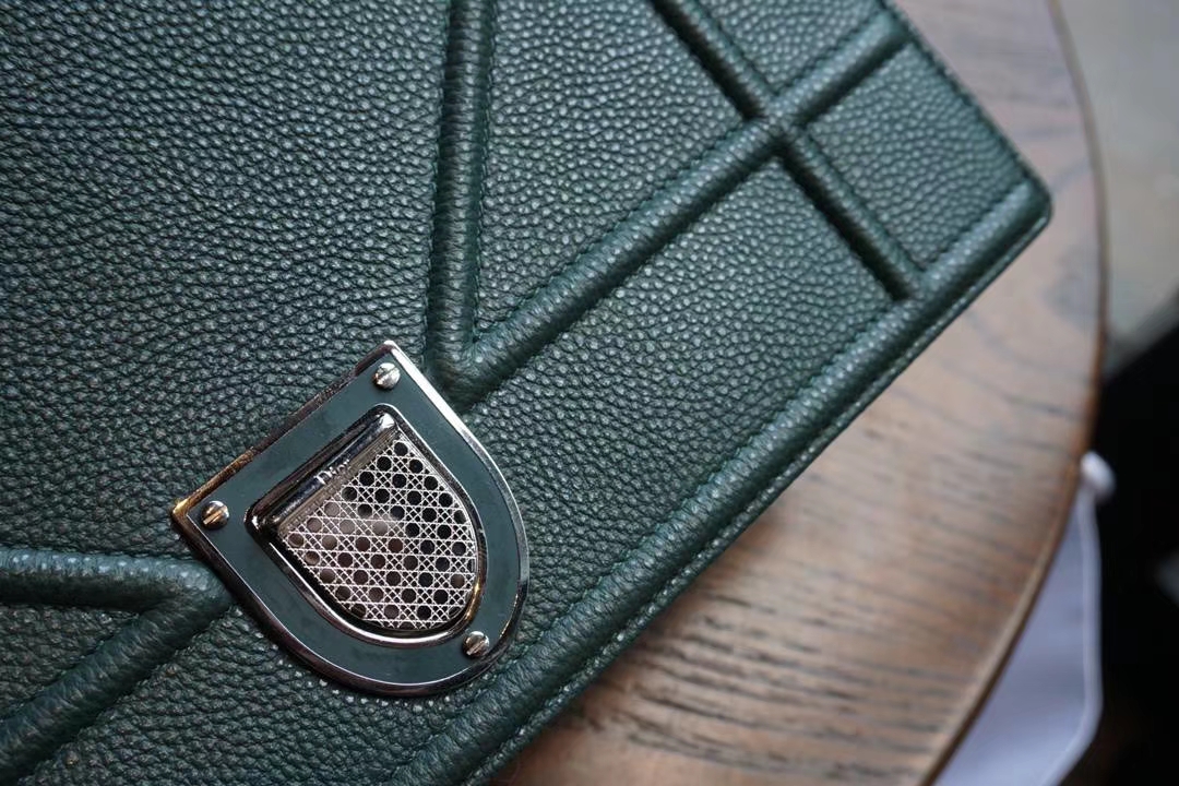 Dior 腾格纹 25cm/21cm 触粒面牛皮 墨绿色 实拍 现货