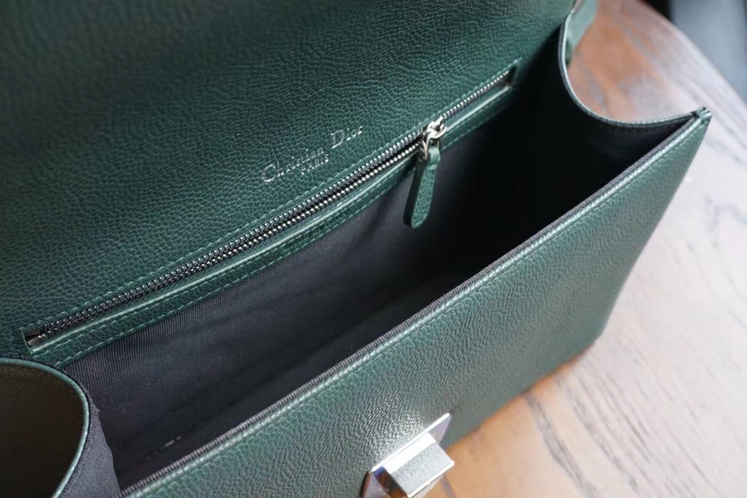 Dior 腾格纹 25cm/21cm 触粒面牛皮 墨绿色 实拍 现货