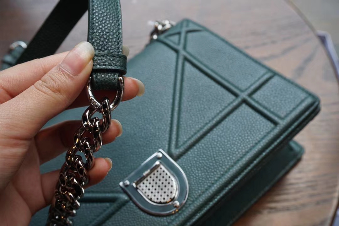 Dior 腾格纹 25cm/21cm 触粒面牛皮 墨绿色 实拍 现货