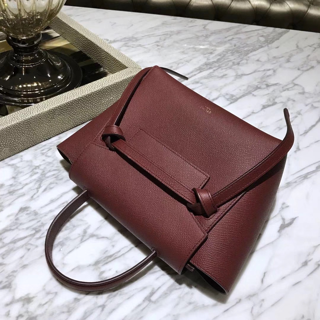 Celine 专柜品质 鲶鱼包mini 20cm 酒红色
