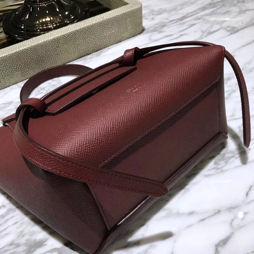 Celine 专柜品质 鲶鱼包mini 20cm 酒红色