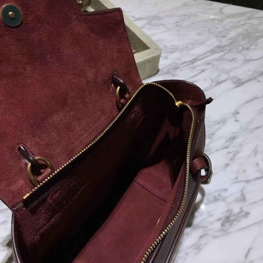 Celine 专柜品质 鲶鱼包mini 20cm 酒红色