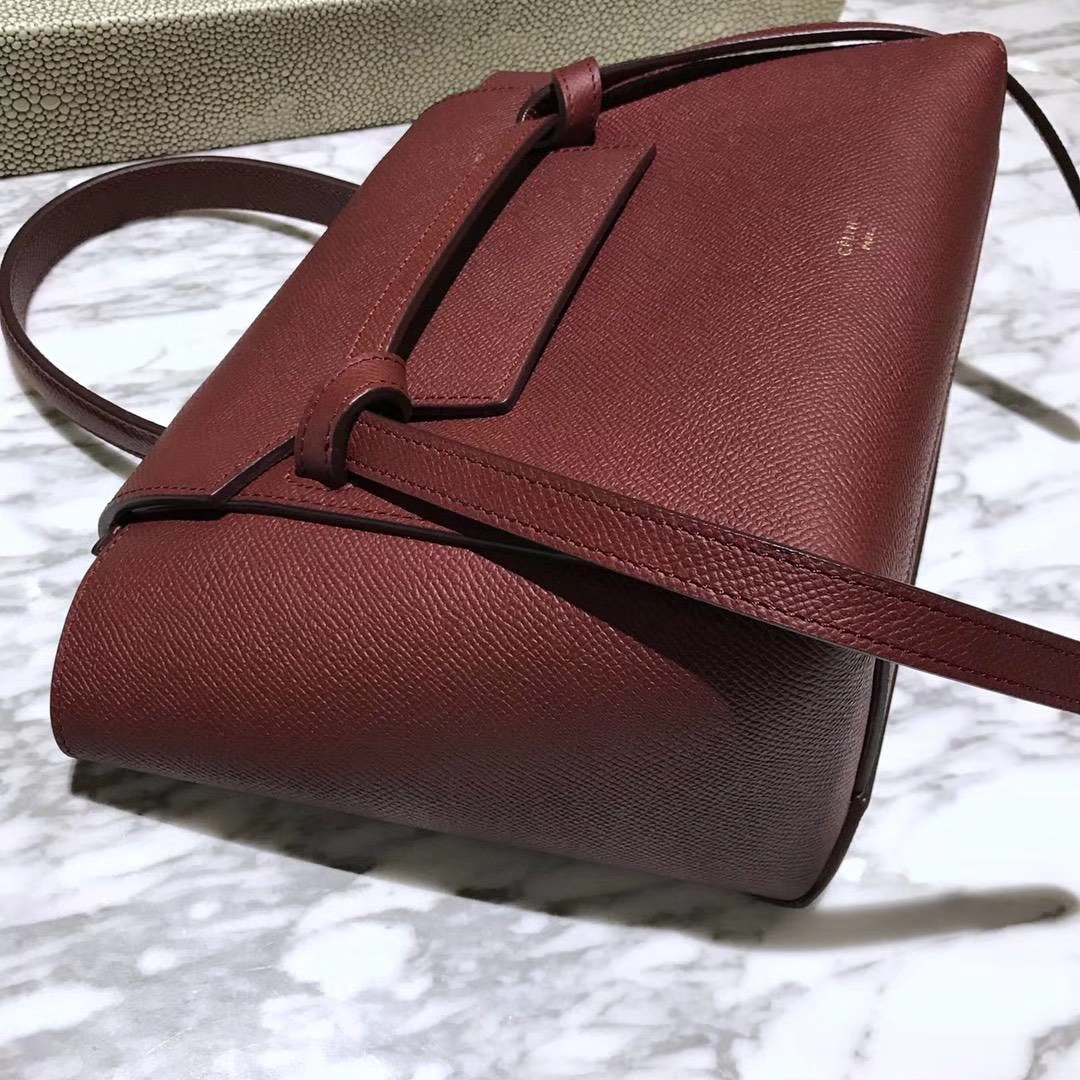 Celine 专柜品质 鲶鱼包mini 20cm 酒红色