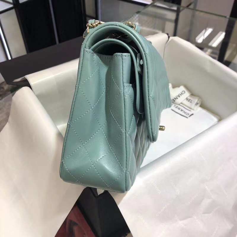 Chanel 香奈儿 CF 经典系列 羊皮 薄荷绿 25cm 香槟金 现货