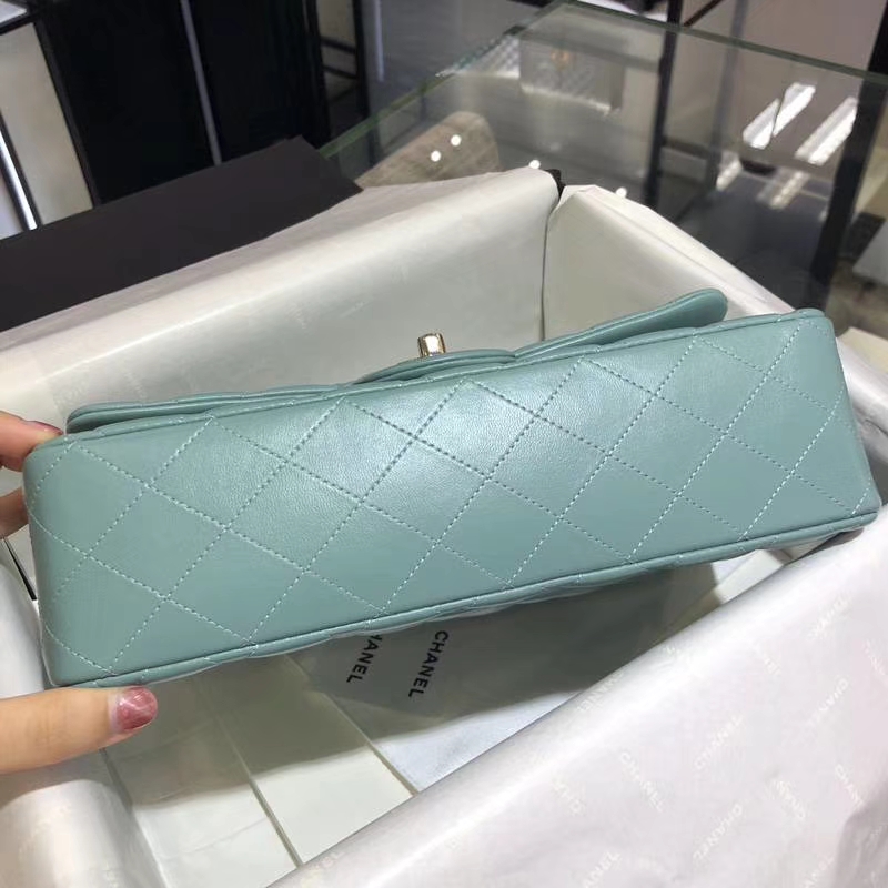 Chanel 香奈儿 CF 经典系列 羊皮 薄荷绿 25cm 香槟金 现货