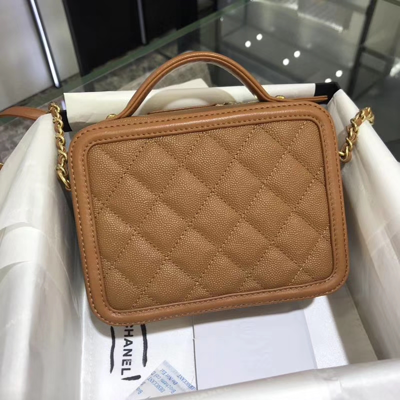 Chanel 香奈儿 化妆包 17cm 进口小鱼子酱 焦糖色 现货 