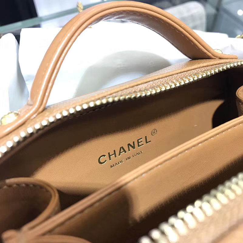 Chanel 香奈儿 化妆包 17cm 进口小鱼子酱 焦糖色 现货 