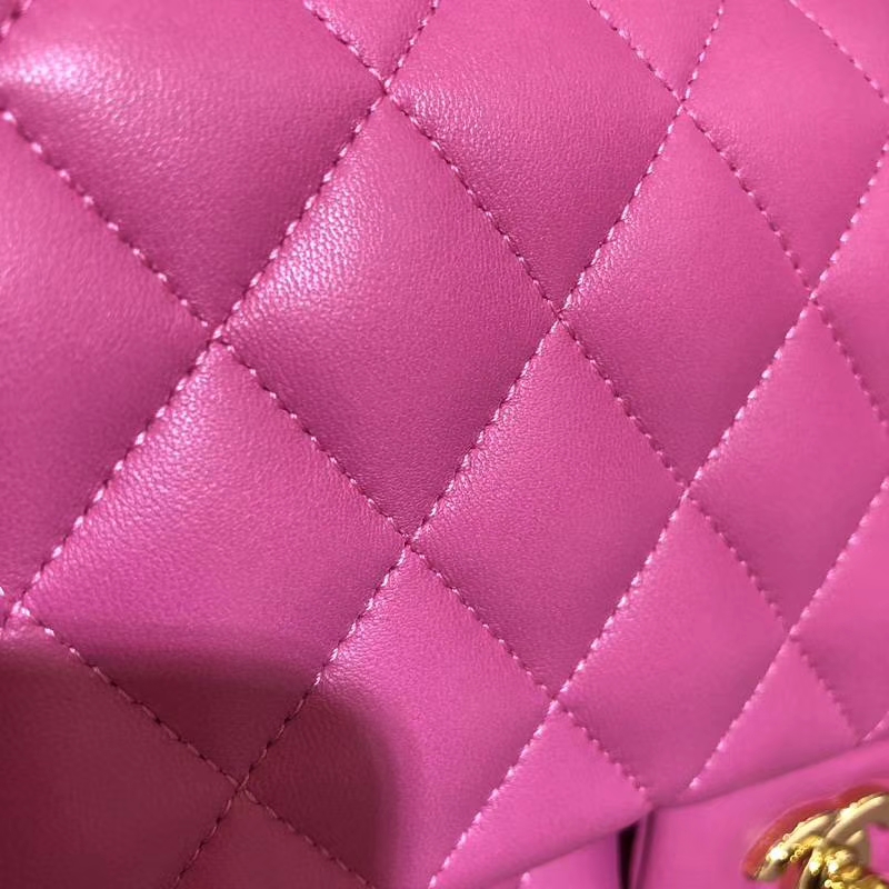 Chanel 香奈儿  Classic Flap  进口小羊皮 25cm 玫红 金扣