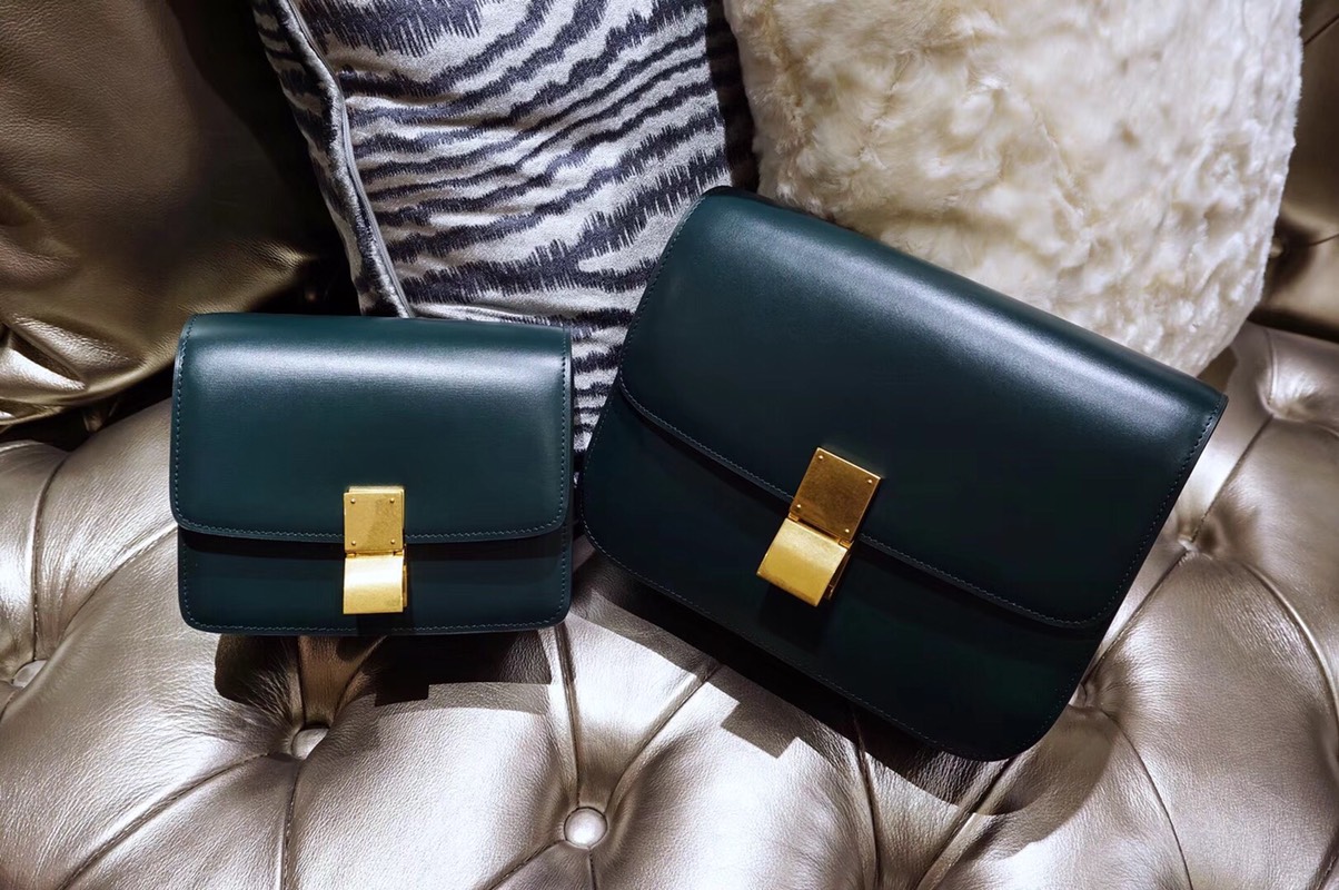 CÉLINE（赛琳）豆腐包 box 小号 16cm 中号 24cm 墨绿色