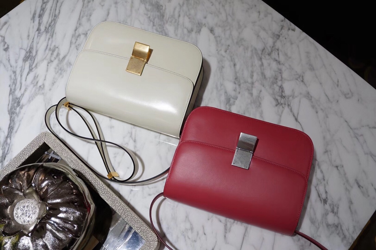 CÉLINE（赛琳）豆腐包 box 24cm 白色 番茄红